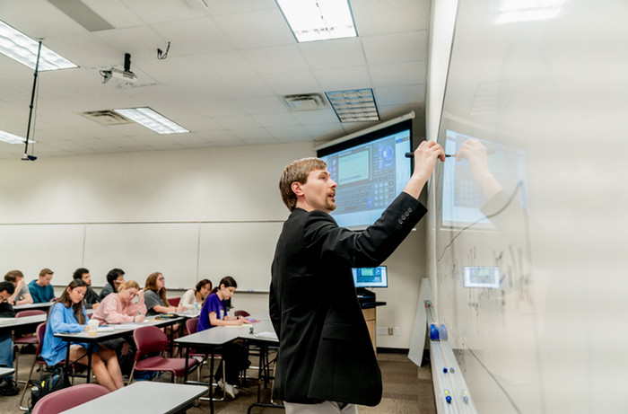 Dr. Cory Krause teaches a math class