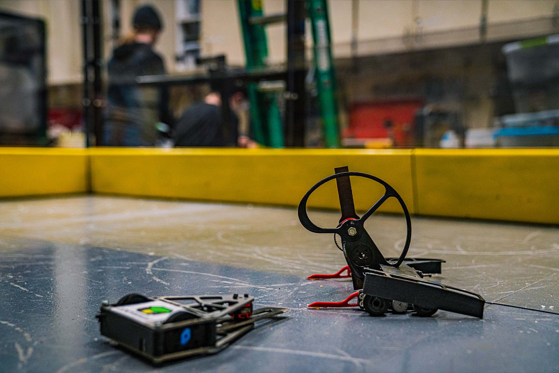 Students working in the Combat Robotics Lab